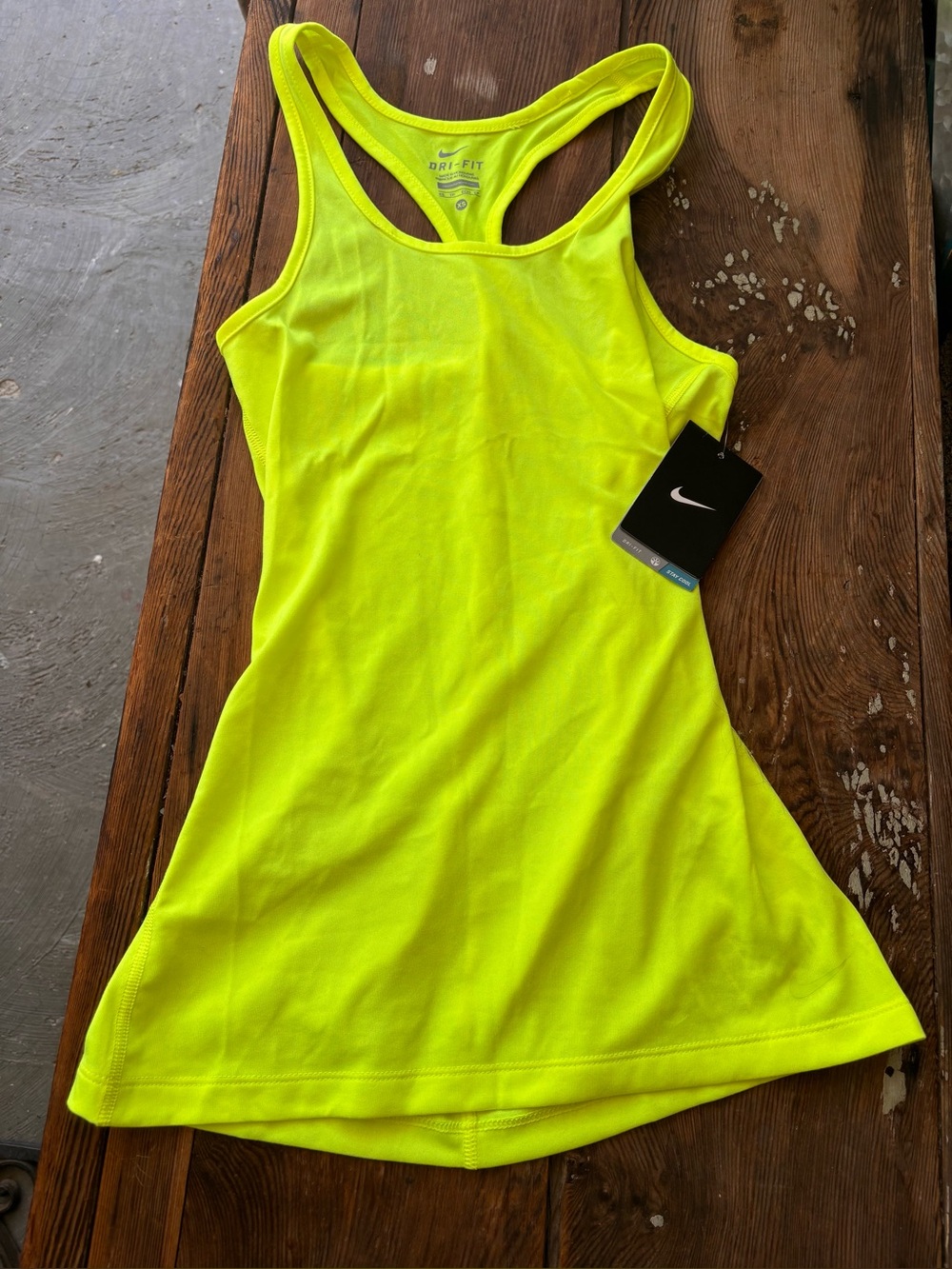 Nike Dri-FIT Neon Yellow Racerback Tank Top Running Workout Gym Women’s Size XS